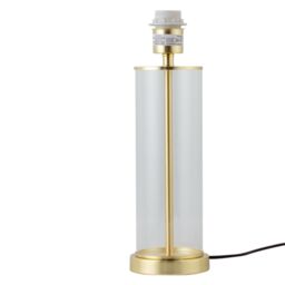 First Choice Lighting Aura - Satin Brass with Glass Column Table Lamp Base in Gold