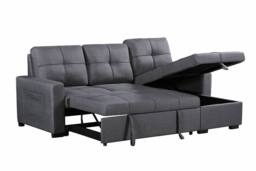 SquareBoxx Veda Chaise Linen Sofa Bed in Dark Grey - thumbnail 5
