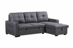 SquareBoxx Veda Chaise Linen Sofa Bed in Dark Grey - thumbnail 3