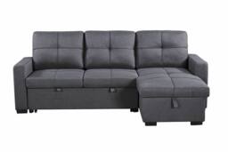 SquareBoxx Veda Chaise Linen Sofa Bed in Dark Grey - thumbnail 9