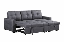 SquareBoxx Veda Chaise Linen Sofa Bed in Dark Grey - thumbnail 6