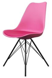 Fusion Living Soho Plastic Dining Chair with Black Metal Legs in Bright Pink - thumbnail 2
