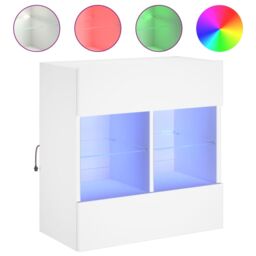 Berkfield Home TV Wall Cabinet with LED Lights White 58.5x30x60.5 cm - thumbnail 2