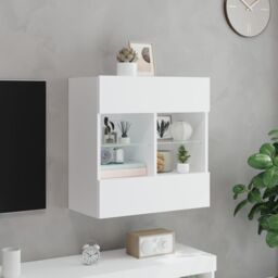 Berkfield Home TV Wall Cabinet with LED Lights White 58.5x30x60.5 cm - thumbnail 5