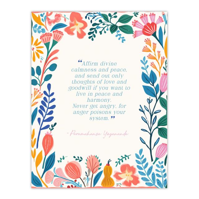 "Artery8 Wall Art Print Hinduism Affirm Divine Calm Paramahansa Yogananda Quote Poster - Size: W24"" x H32""" - image 1