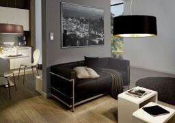 Loops 2 PACK Table Lamp Colour Satin Nickel Steel Shade Black Gold Fabric E27 1x60W in Metallics - thumbnail 3