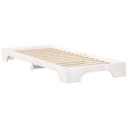 Berkfield Home Floor Bed Frame with Storage White 80 x 220 cm Wood - thumbnail 8