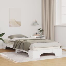 Berkfield Home Floor Bed Frame with Storage White 80 x 220 cm Wood - thumbnail 1