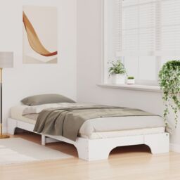 Berkfield Home Floor Bed Frame with Storage White 80 x 220 cm Wood - thumbnail 5