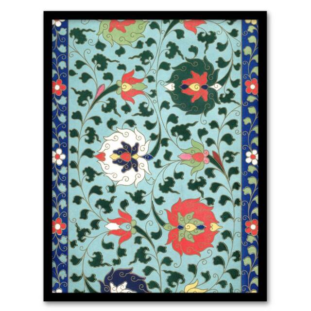 Artery8 Owen Jones Vibrant Chinese Floral Pattern Framed Wall Art Print - Size: A4 - image 1