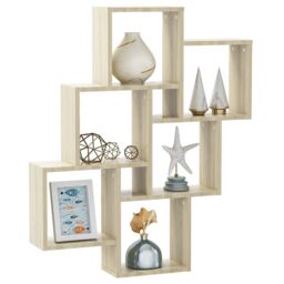 Berkfield Home Wall Cube Shelf Sonoma Oak 78x15x93 cm Engineered Wood in Brown - Size: 78 x 15 x 93 cm - thumbnail 3