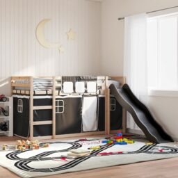 Berkfield Home Bunk Bed without Mattress with Slide White & Black 90x190 cm Single - thumbnail 1