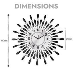 EONLION 60cm Diamante Wall Clock Home in Silver - Size: 100 cm - thumbnail 2