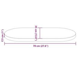 Berkfield Home Table Top 70x35x2.5 cm Solid Wood Pine Oval in Light Tan - thumbnail 8