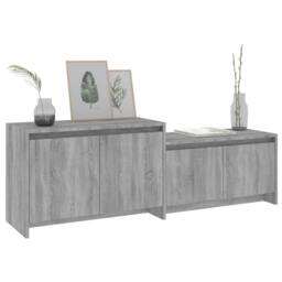 Berkfield Home TV Cabinet Grey Sonoma 146.5x35x50 cm Engineered Wood - thumbnail 4