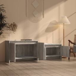 Berkfield Home TV Cabinet Grey Sonoma 146.5x35x50 cm Engineered Wood - thumbnail 3