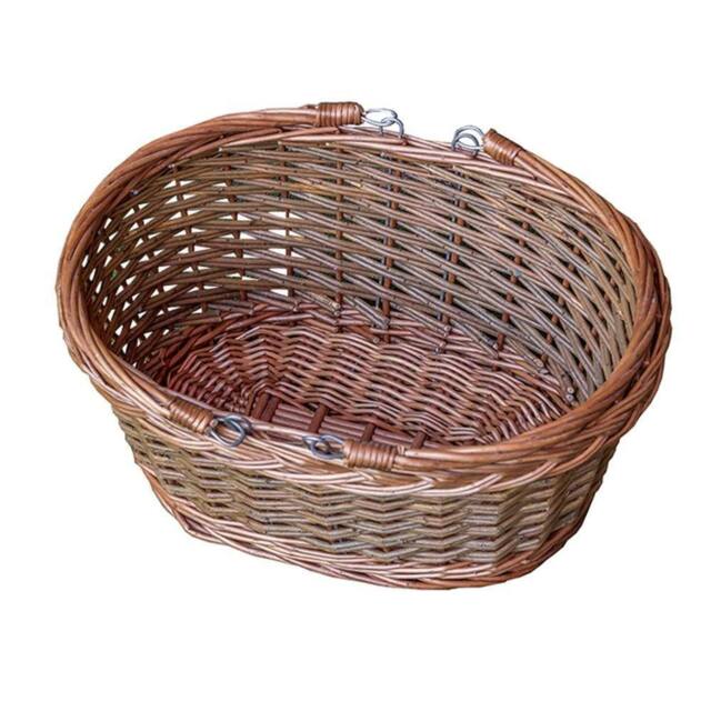 Red Hamper Wicker Oval Swing Handle Shopping Basket in Brown - image 1