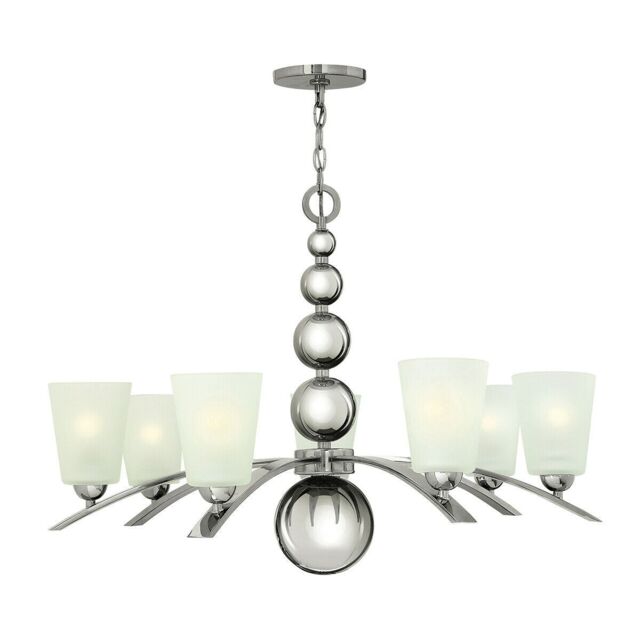 Loops 7 Bulb Chandelier LIght Highly Polished Nickel LED E27 60W in Metallics