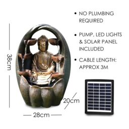 Garden Greatness Golden Buddha Solar Water Fountain Feature - Size: 1 Pack - thumbnail 3