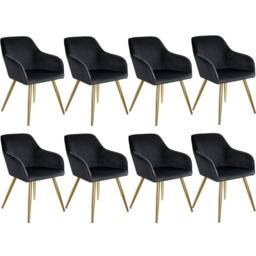 tectake Accent Chair Marilyn Set Of 8 - Black/Gold in Black - Size: 8 Pack - thumbnail 1