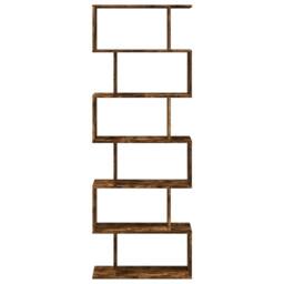 Berkfield Home Room Divider Bookcase 6-Tier Smoked Oak 70x24x193 cm Engineered Wood in Brown - Size: 70 x 24 x 193 cm - thumbnail 5