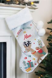 Personalised Memento Company Personalised Reindeer Christmas Stocking in Grey - thumbnail 3