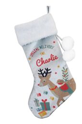 Personalised Memento Company Personalised Reindeer Christmas Stocking in Grey - thumbnail 1