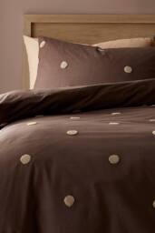 Appletree 'Dot Garden' 100% Cotton Embellished Duvet Cover Set in Chocolate - Size: Super King - thumbnail 2