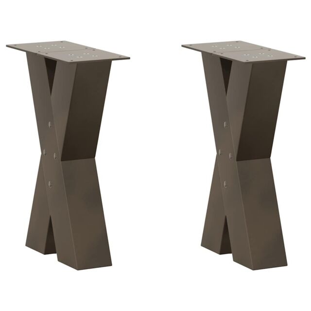 Berkfield Home Coffee Table Legs X-Shaped 2 pcs Natural Steel 38x(42-43) cm Steel in Brown - image 1