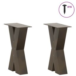 Berkfield Home Coffee Table Legs X-Shaped 2 pcs Natural Steel 38x(42-43) cm Steel in Brown - thumbnail 3
