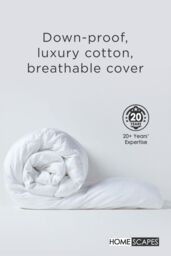 Homescapes Goose Down Feather Autumn Duvet 10.5 Tog in White - Size: Double - thumbnail 4