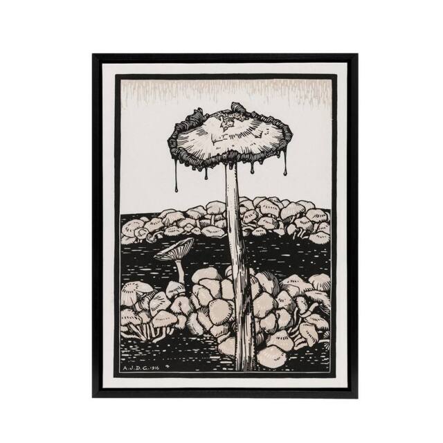 "Artery8 Dripping Mushroom Painting Framed Canvas Wall Art Print Julie de Graag in Beige - Size: W12"" x H16""" - image 1