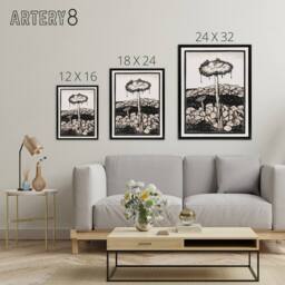 "Artery8 Dripping Mushroom Painting Framed Canvas Wall Art Print Julie de Graag in Beige - Size: W12"" x H16""" - thumbnail 4