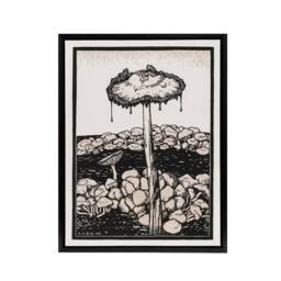 "Artery8 Dripping Mushroom Painting Framed Canvas Wall Art Print Julie de Graag in Beige - Size: W12"" x H16""" - thumbnail 1