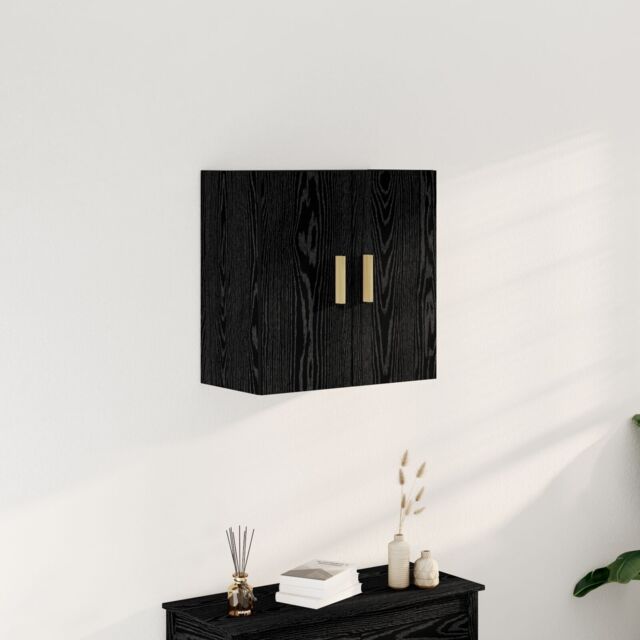 Berkfield Home Black Oak Wall Cabinet - 60x30x60 cm, Made from Engineered Wood - Size: 60 x 30 x 60 cm - image 1