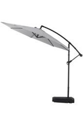 Garden Sanctuary Large 3m Patio Parasol Garden Umbrella for Sunshade & Rainwith Plastic Base in Light Grey - thumbnail 3