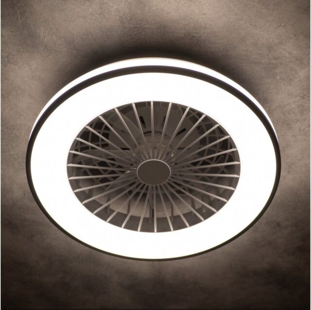 Kanlux 38033 Plave LED CCT Ceiling Mounted Light Fitting with Fan in a Black & White Finish - image 1
