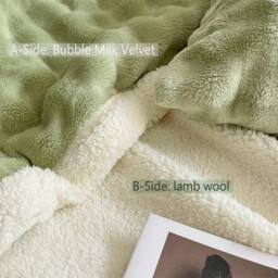 VOGREX Warm Soft Throw Reversible Sherpa Fleece Blanket 150×200cm in Green - Size: 150 cm × 200 cm - thumbnail 5