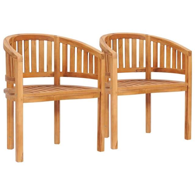 Berkfield Home Banana Chairs 2 pcs Solid Teak Wood in Brown - image 1