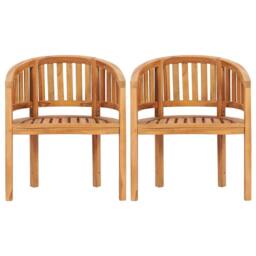 Berkfield Home Banana Chairs 2 pcs Solid Teak Wood in Brown - thumbnail 4