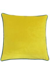 Furn Meridian Velvet Piped Cushion in Bright Yellow - Size: 55 cm x 55 cm