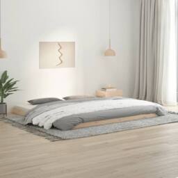 Berkfield Home Bed Frame without Mattress 200x200 cm Solid Wood Pine in Light Tan - thumbnail 2