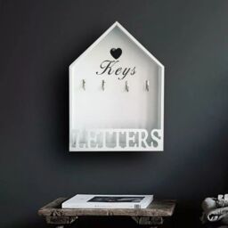 Marco Paul Hanging Key Letter Rack White Wood Storage Hooks Wall Mounted Modern Home Decor - thumbnail 3