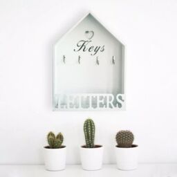 Marco Paul Hanging Key Letter Rack White Wood Storage Hooks Wall Mounted Modern Home Decor - thumbnail 2