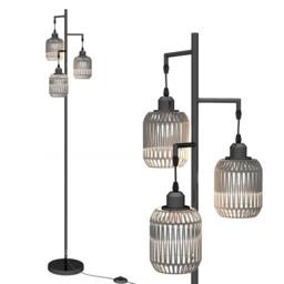 Costway 3-Light Floor Lamp Farmhouse 173CM Standing Tree Lamp w/ Foot Switch in Black - thumbnail 3
