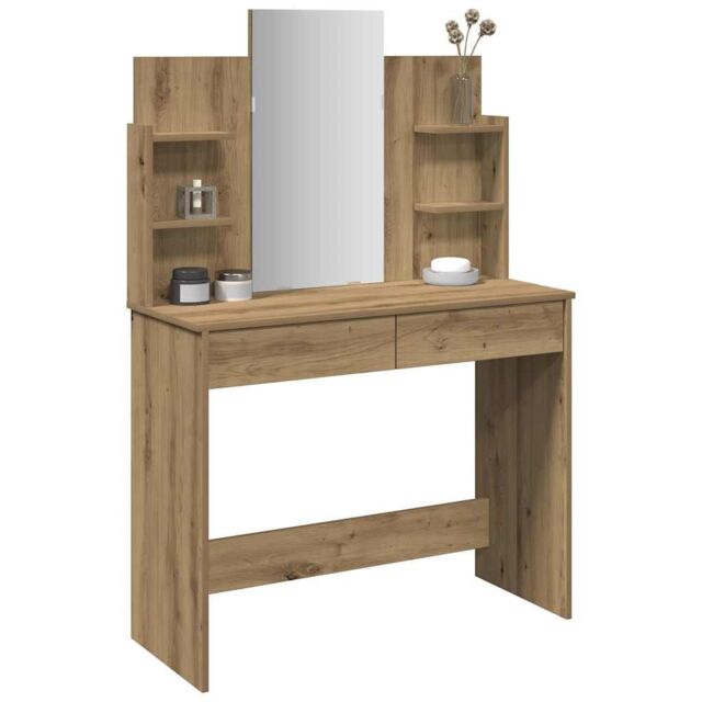 Berkfield Home Dressing Table with Mirror Artisan Oak 96x39x142 cm in Brown - Size: 96 x 39 x 142 cm - image 1