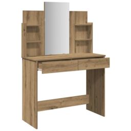 Berkfield Home Dressing Table with Mirror Artisan Oak 96x39x142 cm in Brown - Size: 96 x 39 x 142 cm - thumbnail 7