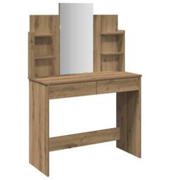 Berkfield Home Dressing Table with Mirror Artisan Oak 96x39x142 cm in Brown - Size: 96 x 39 x 142 cm - thumbnail 2
