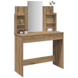 Berkfield Home Dressing Table with Mirror Artisan Oak 96x39x142 cm in Brown - Size: 96 x 39 x 142 cm - thumbnail 1