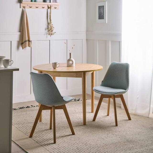Wyld and Coco Mint Green Dining Chairs Set of 2 - Padded Upholstery Beechwood Legs - image 1